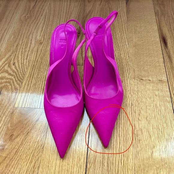 Zara pink satin sling back - Picture 2 of 5